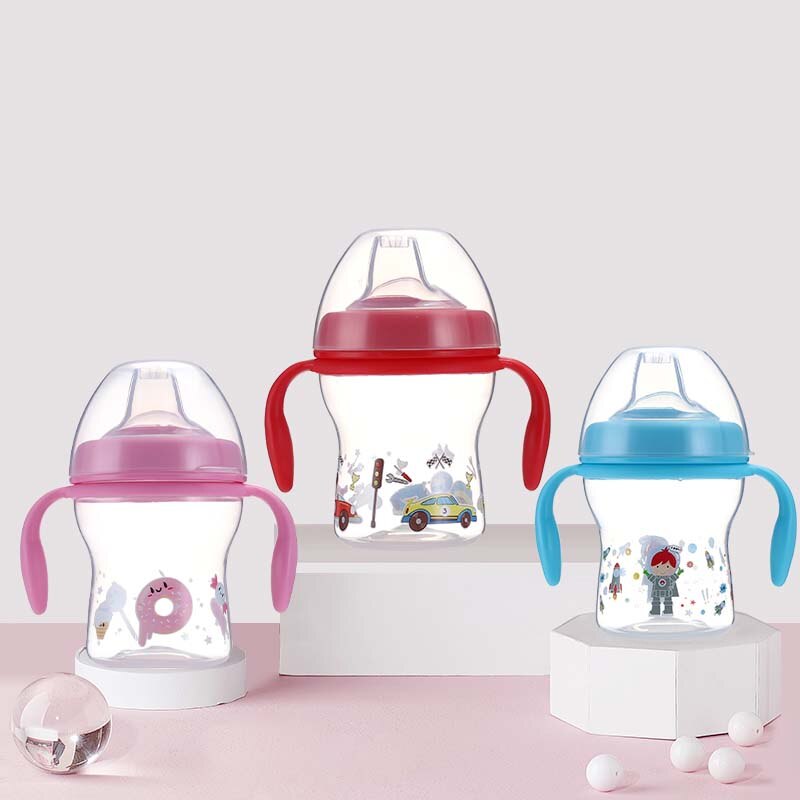 Safely Baby Water Milk Training Bottle Children Leak-proof Drinking Cups Baby Sippy Cup Feeding Drinking Handle Bottles 240ML